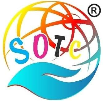 Shri Om Tex Chem globe and wave logo